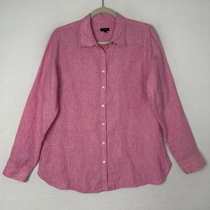 Talbots Womens Shirt Pink Linen Button Up Long Sleeve Solid Size M - Picture 1 of 9
