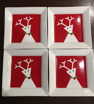 Crate & Barrel Reindeer Appetizer Plates (Set of 4) - Image 1 of 2