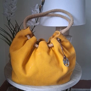 Michael Kors Womens Mustard Yellow Double Handle Zipper Shoulder Bag - Picture 1 of 16