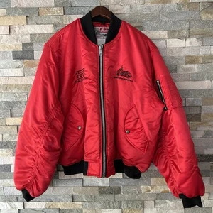VINTAGE INDIAN MOTORCYCLES SATIN BOMBER JACKET - 80S BIKER JACKET - Red GRUNGE - Picture 1 of 5