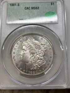 1881 S Morgan Silver Dollar CACG MS 62 - Picture 1 of 2