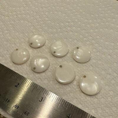 ¡ANTIGUO! 7 botones de cristal blanco 1 agujero Foto 1 de 3