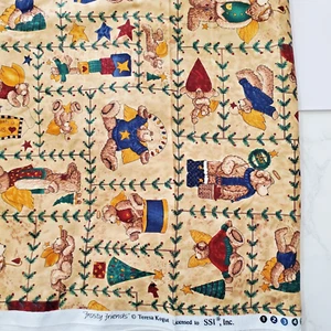 Vintage SSI Stoff Teresa Kogut 1 Yard Quilten Baumwolle 44" Engel Bären Weihnachten - Bild 1 von 10