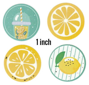 LEMON / LEMONADE stickers (1 inch) 8 DESIGNS (24/48/100) SUMMER DRINK BUY2SAVE1$