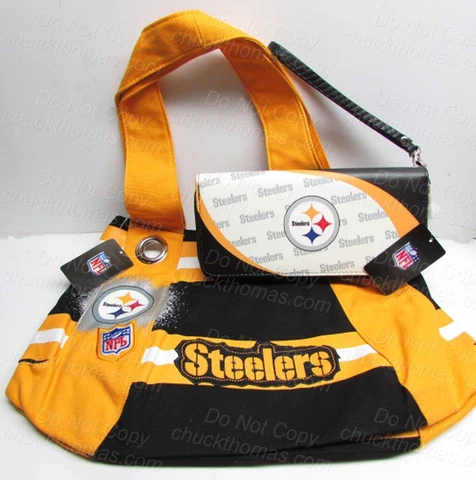 STEELERS Black & Gold Quality CANVAS Purse & Hi End Quality Clutch Wristlet NEW Cover