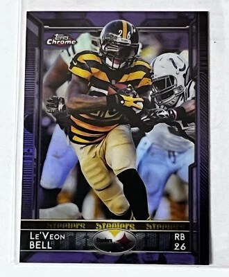 2015 Topps Chrome Mini LeVeon Bell Purple Refractor #8 Pittsburgh Steelers - Image 1 of 2