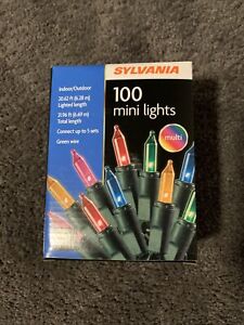 Sylvania 100 Multicolor Mini Lights Green Wire (NEW)
