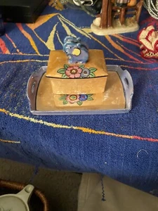 ladies dresser set tray and trinket box made in Japan beautiful colors - Picture 1 of 4