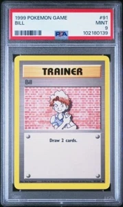 PSA 9 TRAINER BILL 91 BASE SET UNLIMITED POKEMON MINT - Picture 1 of 2