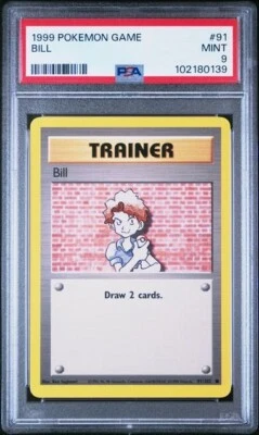 PSA 9 TRAINER BILL 91 BASE SET UNLIMITED POKEMON MINT - Image 1 of 2