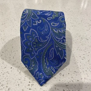 DAVID DONAHUE Men's 100% Silk Necktie USA Luxury Designer FLORAL Blue NWT - Picture 1 of 5