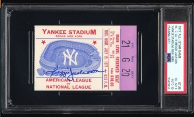 1977 HOF Reggie Jackson Signed All-Star Game Ticket PSA 6 DNA Certified 10 Auto - Image 1 of 4
