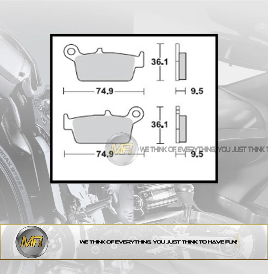 FOR KAWASAKI KLR 250 FROM 1995 TO 2007 PAIR OF REAR BRAKE PADS BRAKING - Image 1 of 1