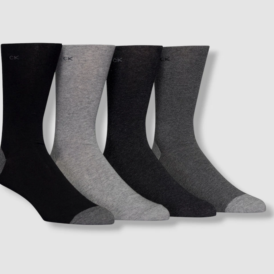 Calvin Klein Para Hombre Negro Gris Paquete de 4 Pares Vestido Algodón Crew Calcetines Zapato 10-13 Foto 1 de 1