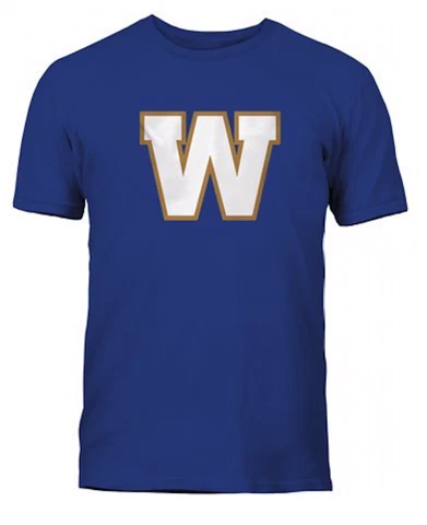 Men's Winnipeg Blue Bombers Royal Primary Logo CFL Football 100% Cotton T Shirt Cover