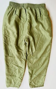 100% Silk - Nylon Lined Woman's XL Green Soft Lounging Pants 35x30 - Picture 1 of 4