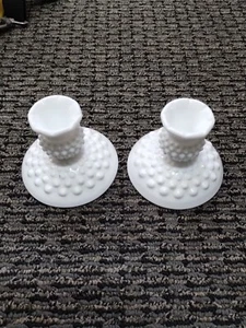 "Juego de 2 soportes para candelabros Fenton Hobnail - decoración de mesa alta de 3""" - Imagen 1 de 4