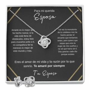 Regalo Para Esposa Set Aretes y Collar Joyeria Mujer Regalo Navidad Aniversario - Foto 1 di 11