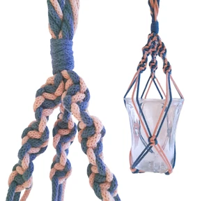 Plant hanger Macrame pot holder Hanging basket Wall planter PINK BLUE No tassel - Picture 1 of 3