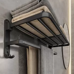 Portasciugamani in alluminio supporto pieghevole con gancio porta asciugamani montaggio a parete 50 cm 1 pz - Foto 1 di 12
