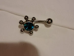 Bauchnabelpiercing gebogener Stab, Blume, 316L Chirurgenstahl Neuware - Bild 1 von 1