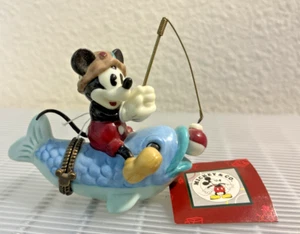 Mickey Mouse fishing on a fish Ceramic Hinged Trinket Box Midwest Cannon Falls - Picture 1 of 7