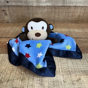 Garanimals Monkey with Stars Blue Lovey Security Blanket Satin Back 12" - Picture 1 of 6