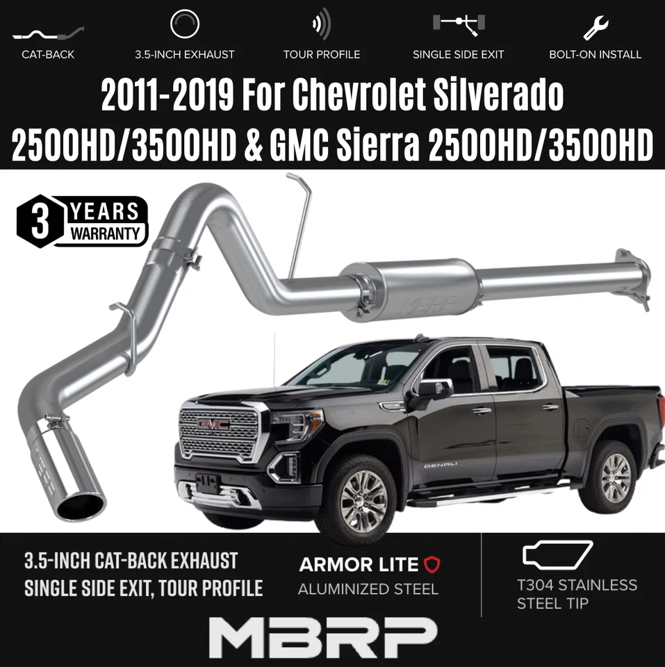 MBRP 3.5'' Cat-Back AL Single Exit Exhaust w/SS Tip For 11 - 19 Silverado Sierra - Изображение 1 из 4