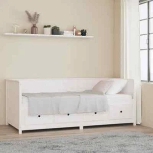 NNEVL Day Bed White 80x200 cm Solid Wood Pine - Picture 1 of 11