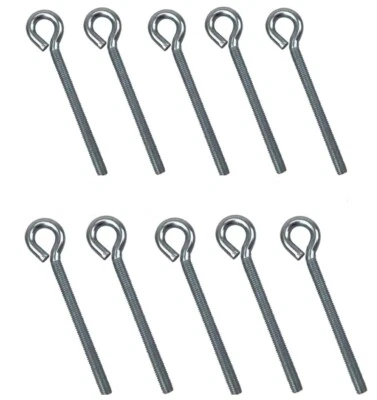 MANDYTOOLS M8 Thread Eye Bolts - 100mm Screw Length Eyebolt Fixing - 10 Pack