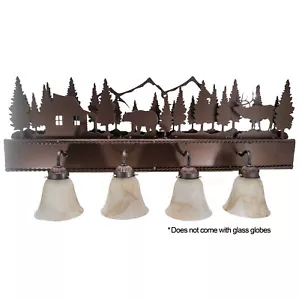 Rustic Bathroom Vanity Light Fixture w/ Wildlife Silhouette Cabin nLodge Decor - Picture 1 of 4