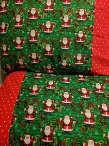 Weihnachtsmann Muster 100% Neu Baumwolle Handarbeit Kissenbezug Ein Paar - Bild 1 von 3