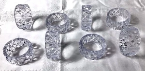 Clear Diamond Cut Plastic Napkin Ring Holders Classic 1980s Elegance Design - Picture 1 of 4