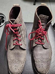 Allen Edmonds "LONG BRANCH" Leather WINGTIP Boots SZ 12 D Gray Distressed 1616 - Picture 1 of 24