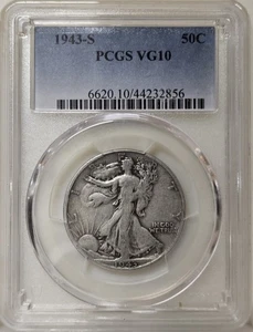 1943-S 50C PCGS VG10 - Walking Liberty Half Dollar - Picture 1 of 2
