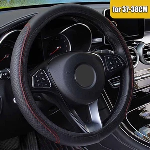 15''/38cm Red Universal PU Leather Car Steering Wheel Cover Anti-slip Breathable - Foto 1 di 11