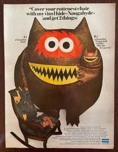1967 Naugahyde Monster Puppe Vintage Druck Werbung Vinyl Stuhl Polster - Bild 1 von 1