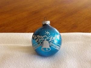 Vintage blau glänzend Brite Weihnachten Gruß Glocken Schablone Ornament - Bild 1 von 9