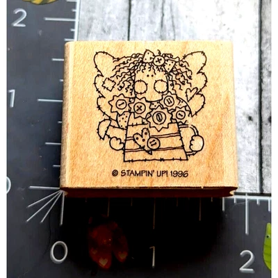 Stampin' Up! Sello de goma Angel Girl Folk Country Stitch 1996 madera #F93 Foto 1 de 4