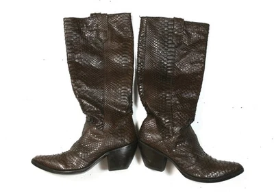 Botas altas de couro píton caubói Gianni Barbato - Imagem 1 de 4