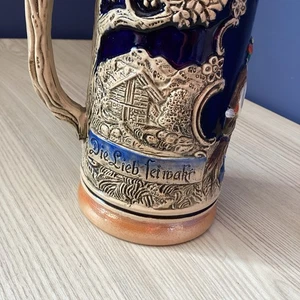 German Beer Stein Ceramic 9” Mug with Lid & Handle Made In West Germany - Imagen 1 de 9