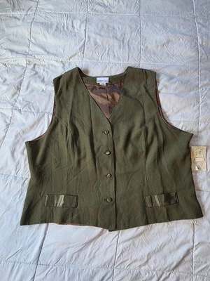 Chaleco Michael Mimis & Kathy Cole verde satinado | Talla 3X | Top vintage con botones Foto 1 de 4
