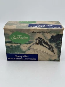 Vintage SUNBEAM SS1 Spray Dampf oder Trockenbügeleisen Chrom & Schwarz mit Box Neu aus altem Lagerbestand - Bild 1 von 7