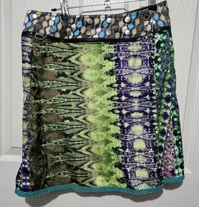 Zand Amsterdam OS Adjustable Reversible Snap Wrap Mini Skirt Boho Patchwork - Bild 1 von 12
