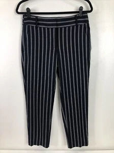 Loft Women’s Size 2 Navy Blue White Stripe Crop Casual Pant - Picture 1 of 11
