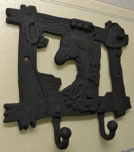Rustic BLACK Western Decor HORSE Towel Holders HOOKS - Picture 1 of 4