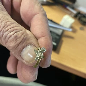 Nachlass Diamant 14K Gold Hänger Buchstabe M Charm Ring Größe 9 - Bild 1 von 7
