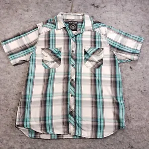 Machine Custom Co Button Down Mens 2XL Multi Color Short Sleeve Plaid Western - Picture 1 of 12