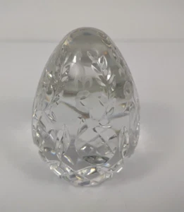 Rogaska Art Glass Paperweight Egg Shape Floral Cut Etched Flower Clear crystal - Picture 1 of 11