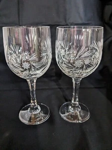 VTG Crystal Wine Glasses Set of 2 Pinwheel Star Glass Hexagon Stem - Imagen 1 de 7
